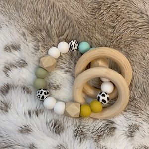 Silicone and Wood Beaded teething toy